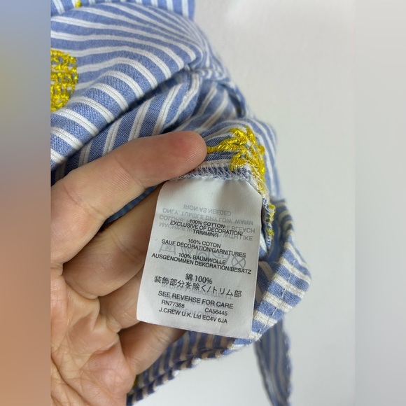 J Crew Top Striped Embroidered Pineapple Sleeveless Side Tie Coastal Nautical 2 - Picture 4 of 7